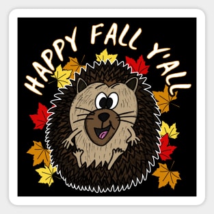 Happy Fall Y'All Hedgehog Leaves Autumn October Magnet